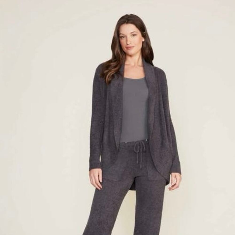 BAREFOOT DREAMS STYLE 452 Women's Med Rounded Circle Cardigan Sweater Charcoal - Picture 1 of 14